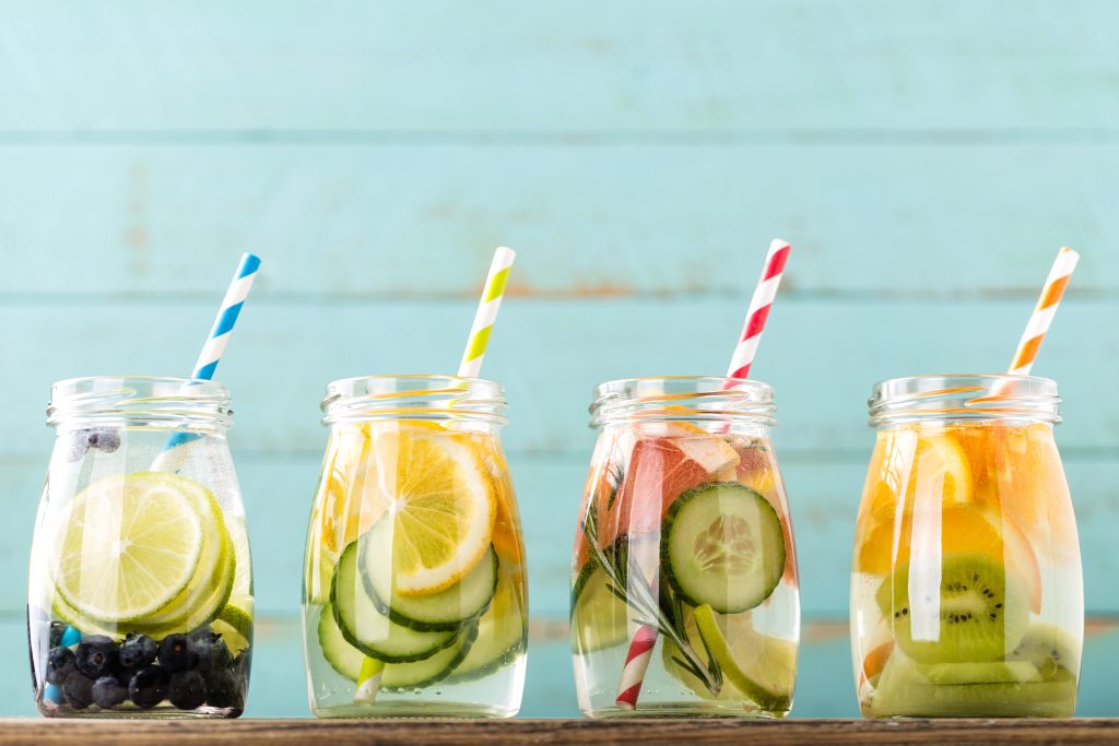 3 Easy Hacks to End Picky Eating And How to Help Your Kids to Eat Healthier | picky eating Variety of fruit infused detox water in jars picky eating - Variety of fruit infused detox water in jars